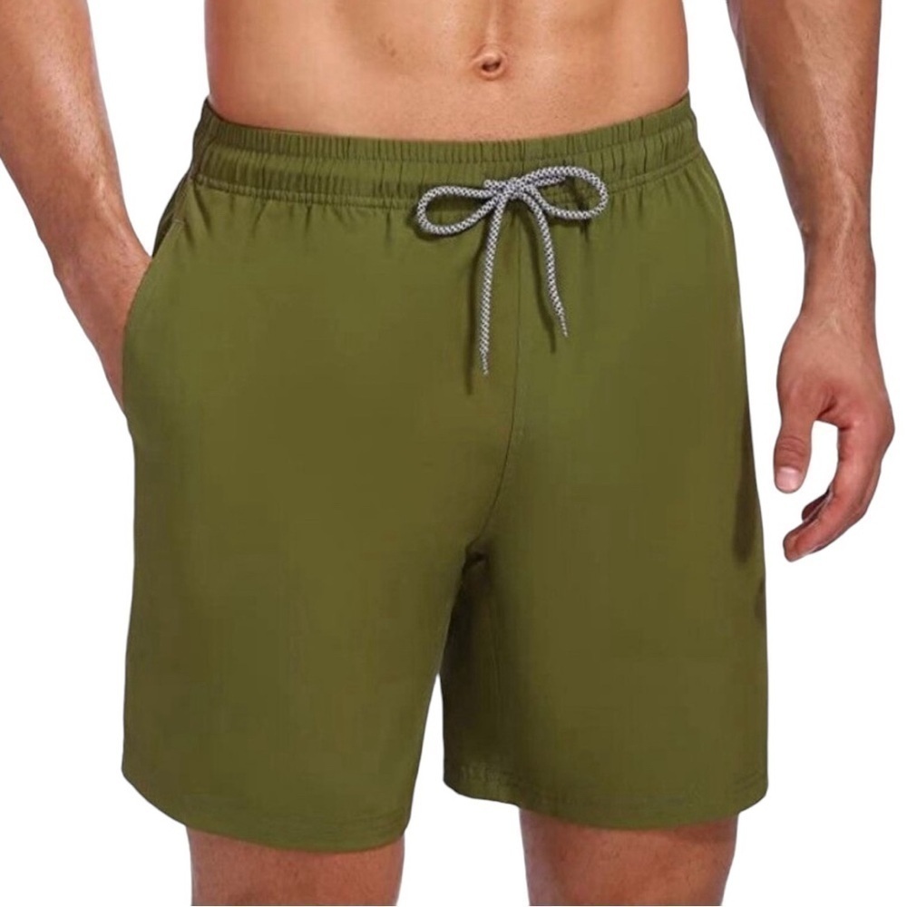 Biwisy Men’s Swim Trunks Quick Dry Army Green Mesh Lined Shorts Size-2XL NWT